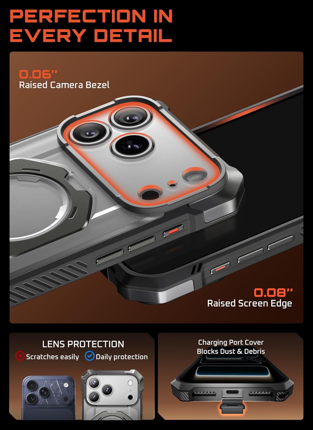 SUPCASE for iPhone 17 Pro Max Case with Kickstand (Unicorn Beetle Grip), [Camera Control Cover] [Compatible with MagSafe] [Military-Grade Drop Protection] Heavy Duty Magnetic Phone Case, Black