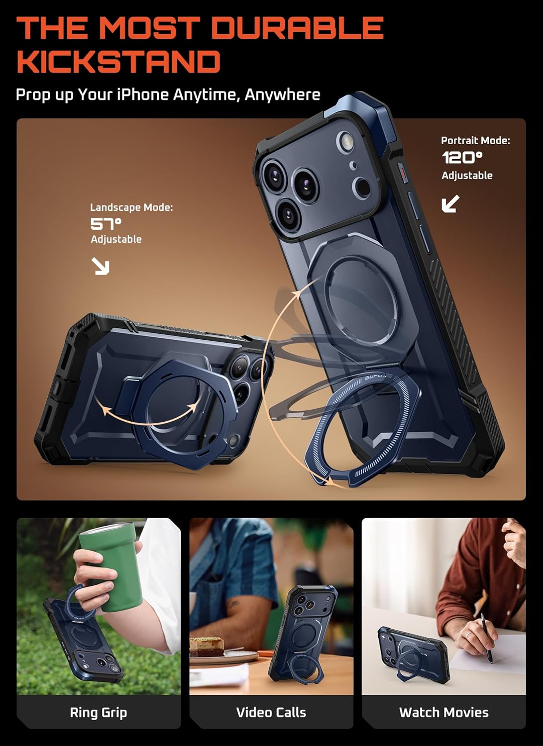 SUPCASE for iPhone 17 Pro Max Case with Kickstand (Unicorn Beetle Grip), [Camera Control Cover] [Compatible with MagSafe] [Military-Grade Drop Protection] Heavy Duty Magnetic Phone Case, Black