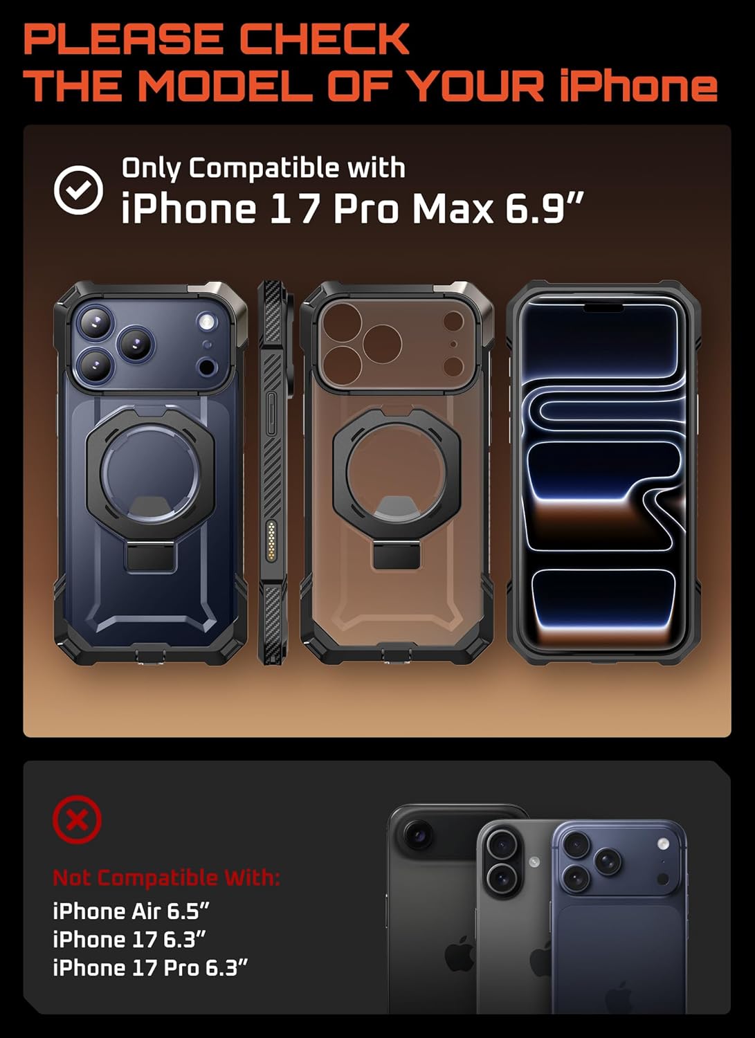 SUPCASE for iPhone 17 Pro Max Case with Kickstand (Unicorn Beetle Grip), [Camera Control Cover] [Compatible with MagSafe] [Military-Grade Drop Protection] Heavy Duty Magnetic Phone Case, Black